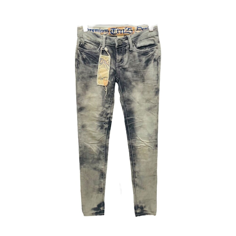 Ten 25 Women's Jean's Grey Wash Premium Denim Skinny Distressed Size 0 x 33
